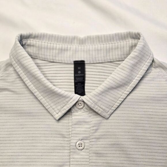 Lululemon Gray Striped Polo Shirt – Size M – Soft Stretch Performance Fab Value - Picture 4 of 8